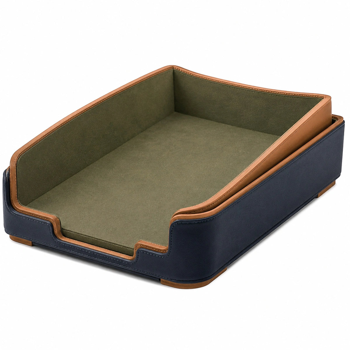Bandeja organizadora de escritorio apilable azul, marrón y verde