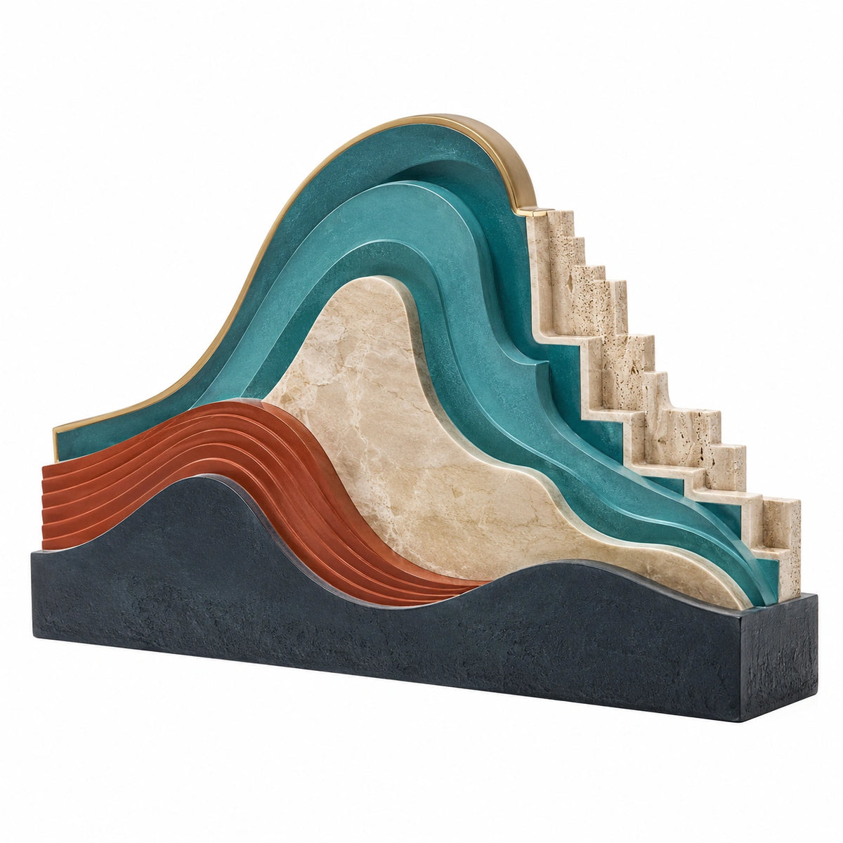 Escultura Decorativa Multicolor Moderno con Capas Ondulantes