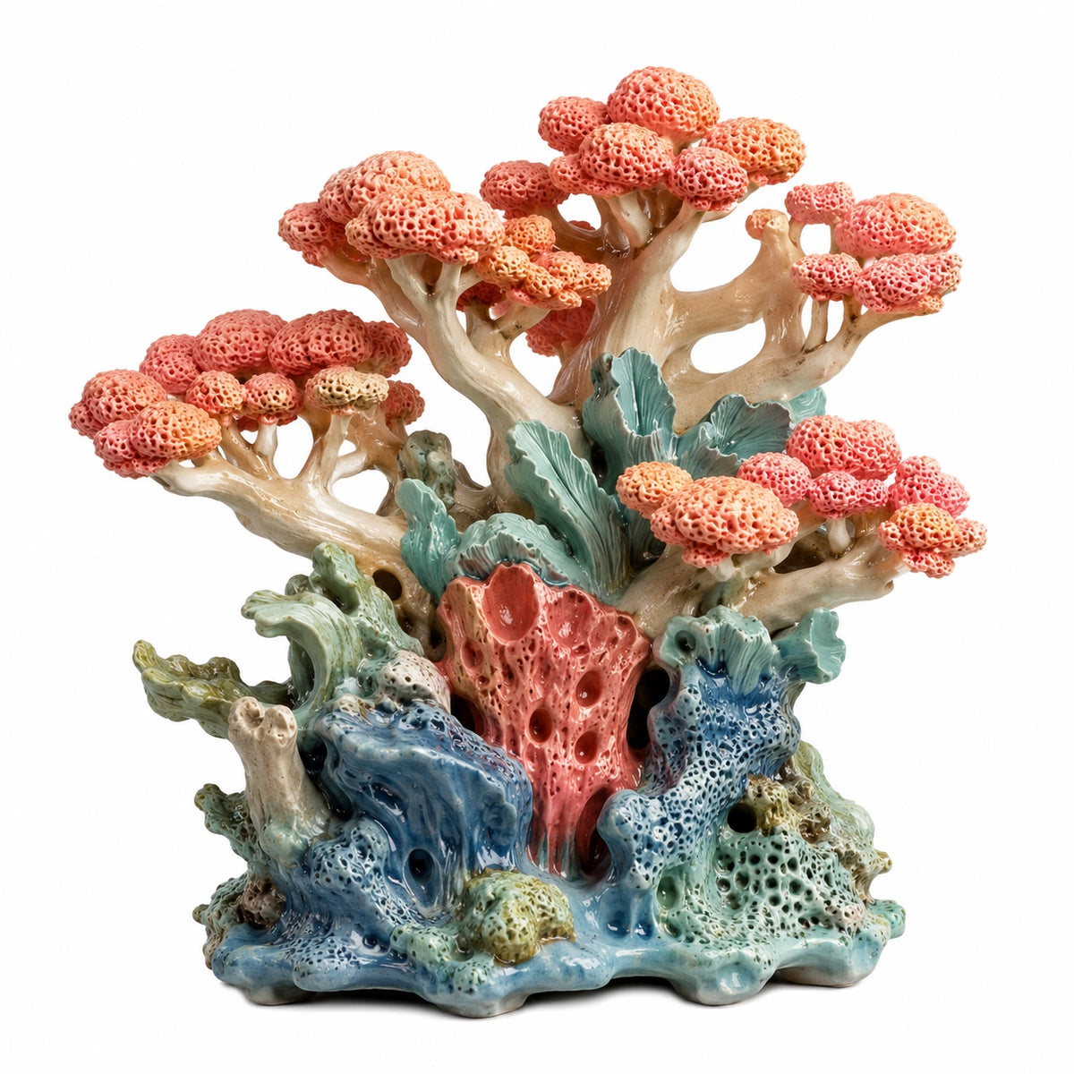 Escultura Decorativa de Coral Marino Multicolor
