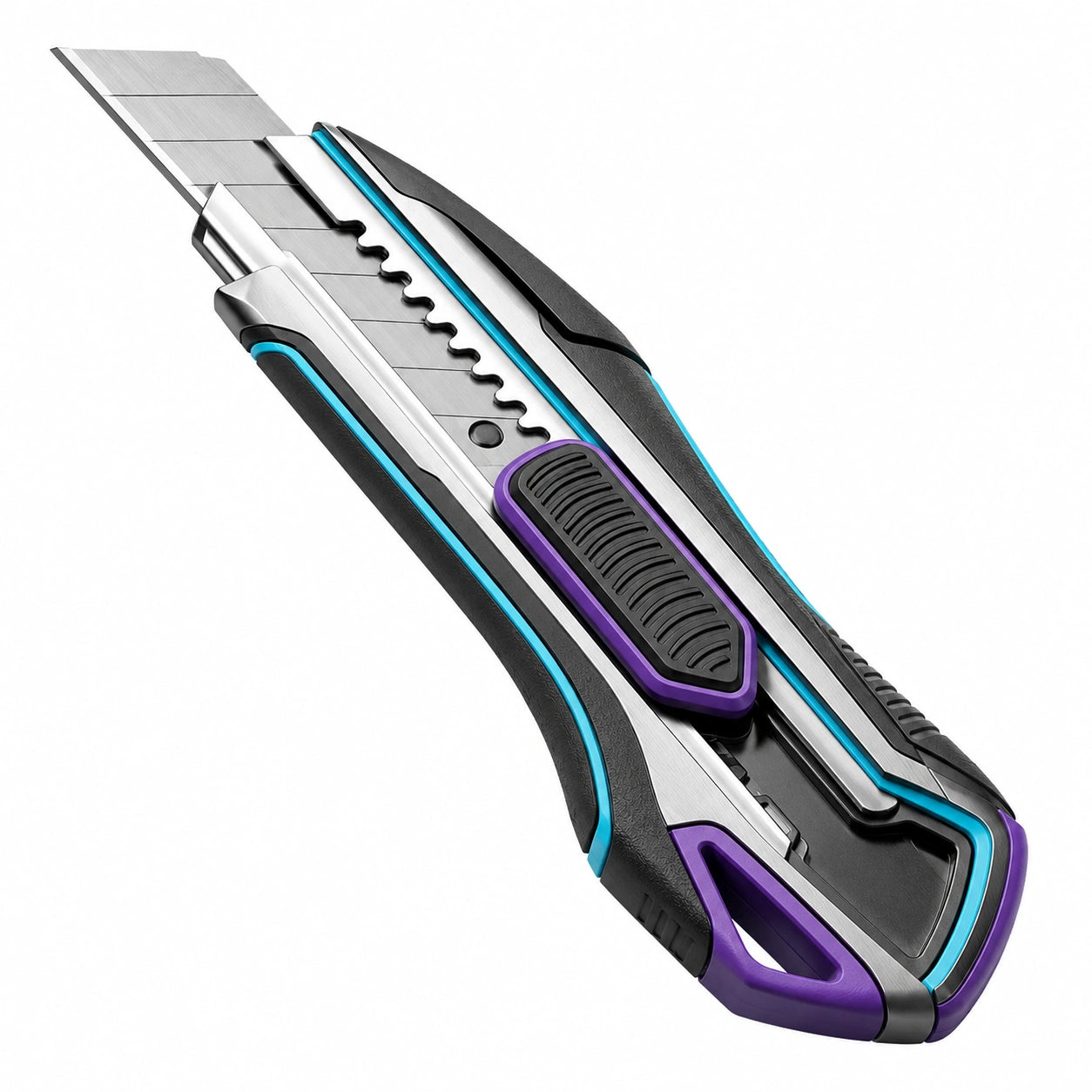 Cuchillo Retráctil Profesional Negro/Azul/Violeta