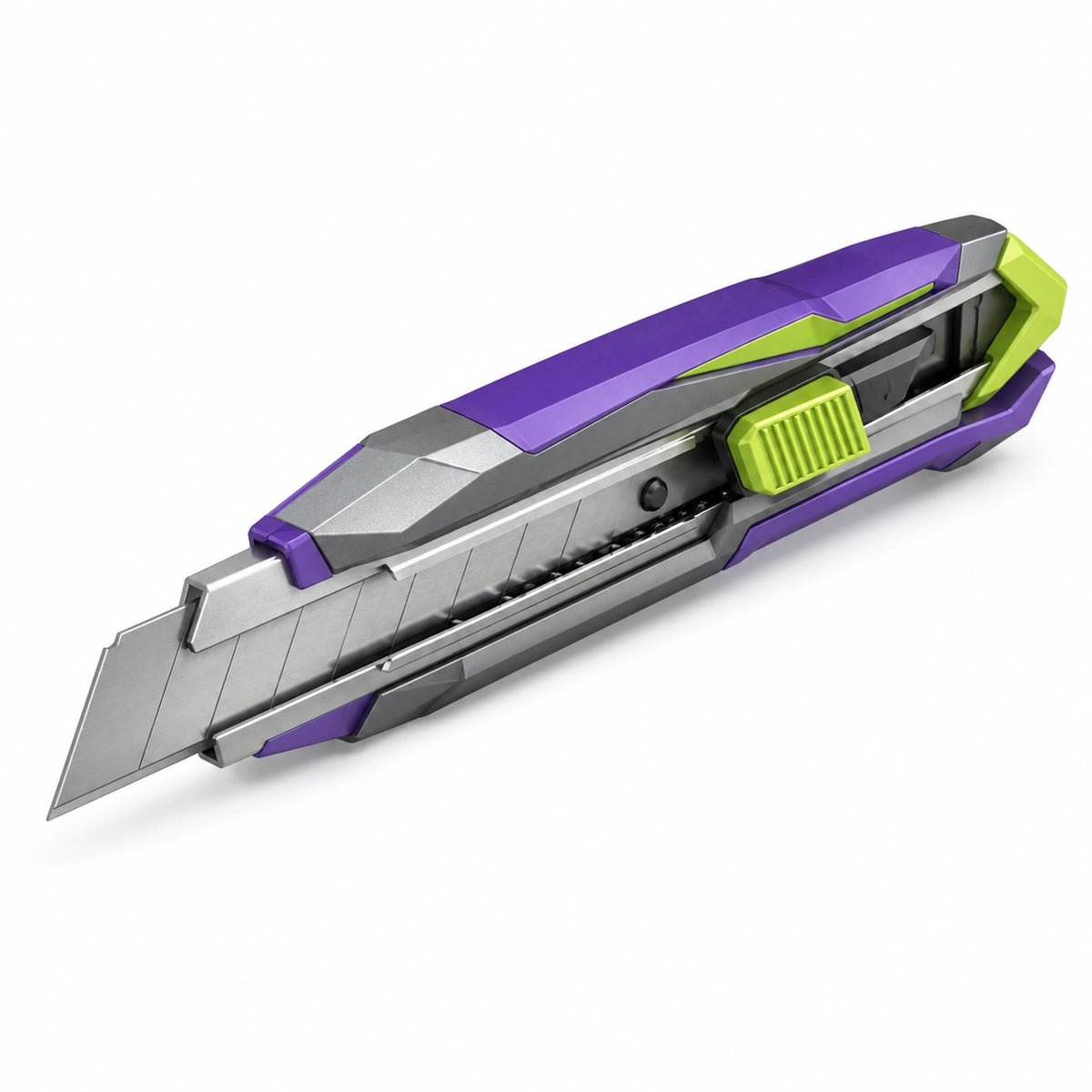 Cuchillo Retráctil Multiusos Morado y Verde con Cuchilla de Acero Inoxidable