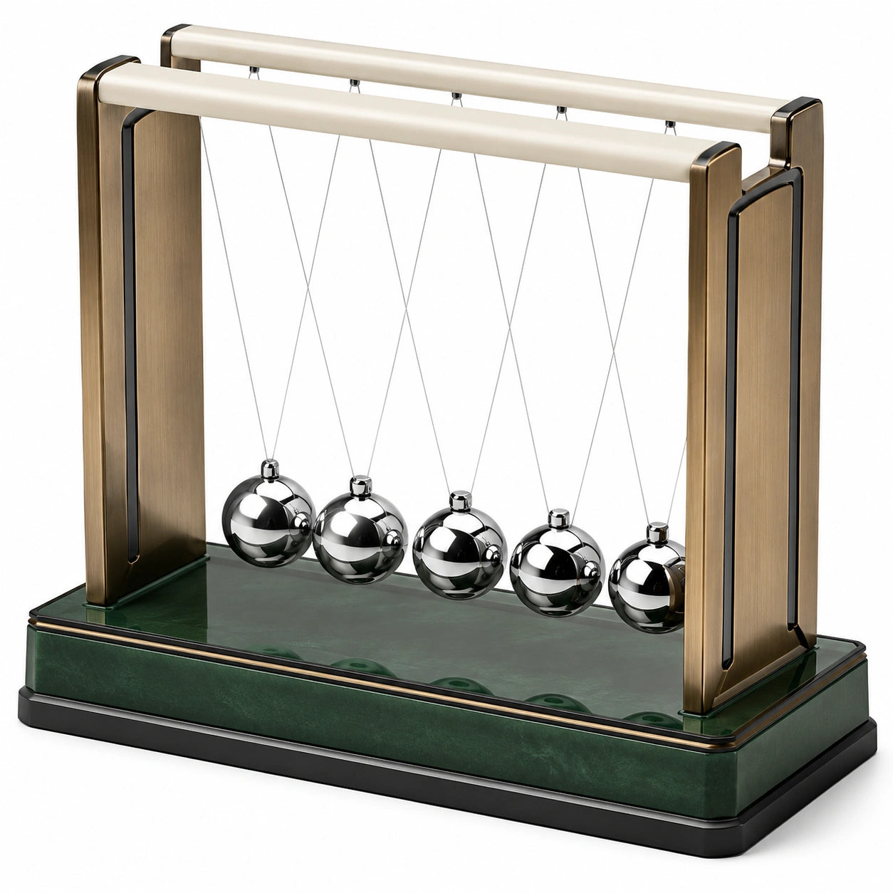 Péndulo de Newton Decorativo con Base Verde
