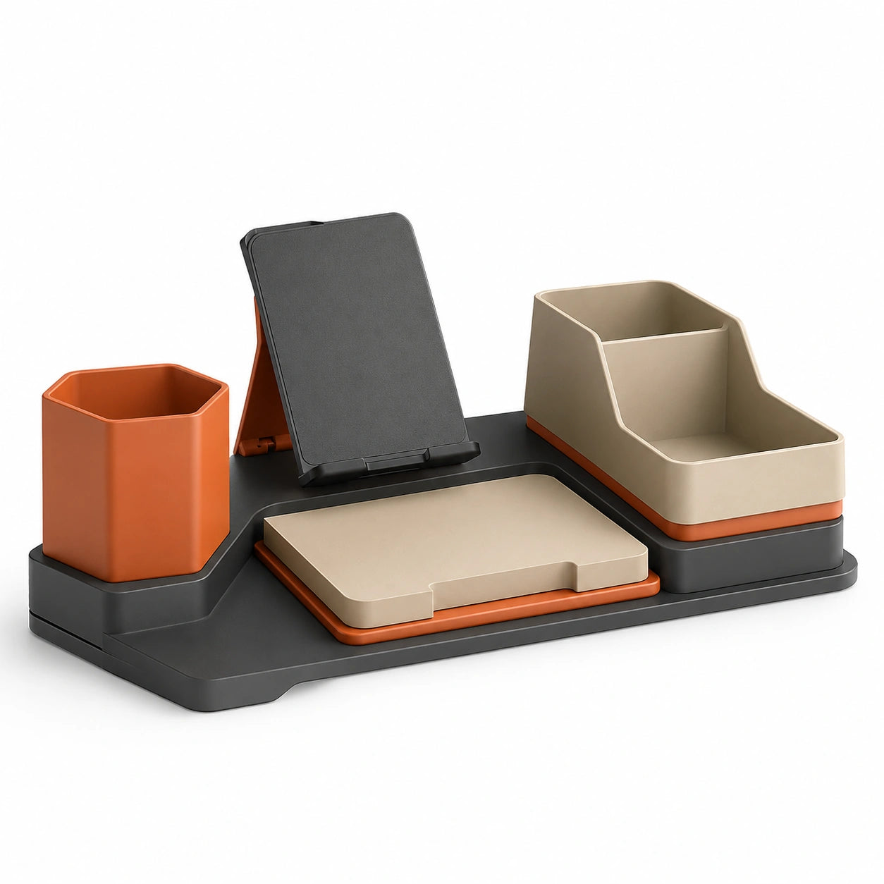 Organizador de Escritorio Multifuncional Gris/Naranja/Beige