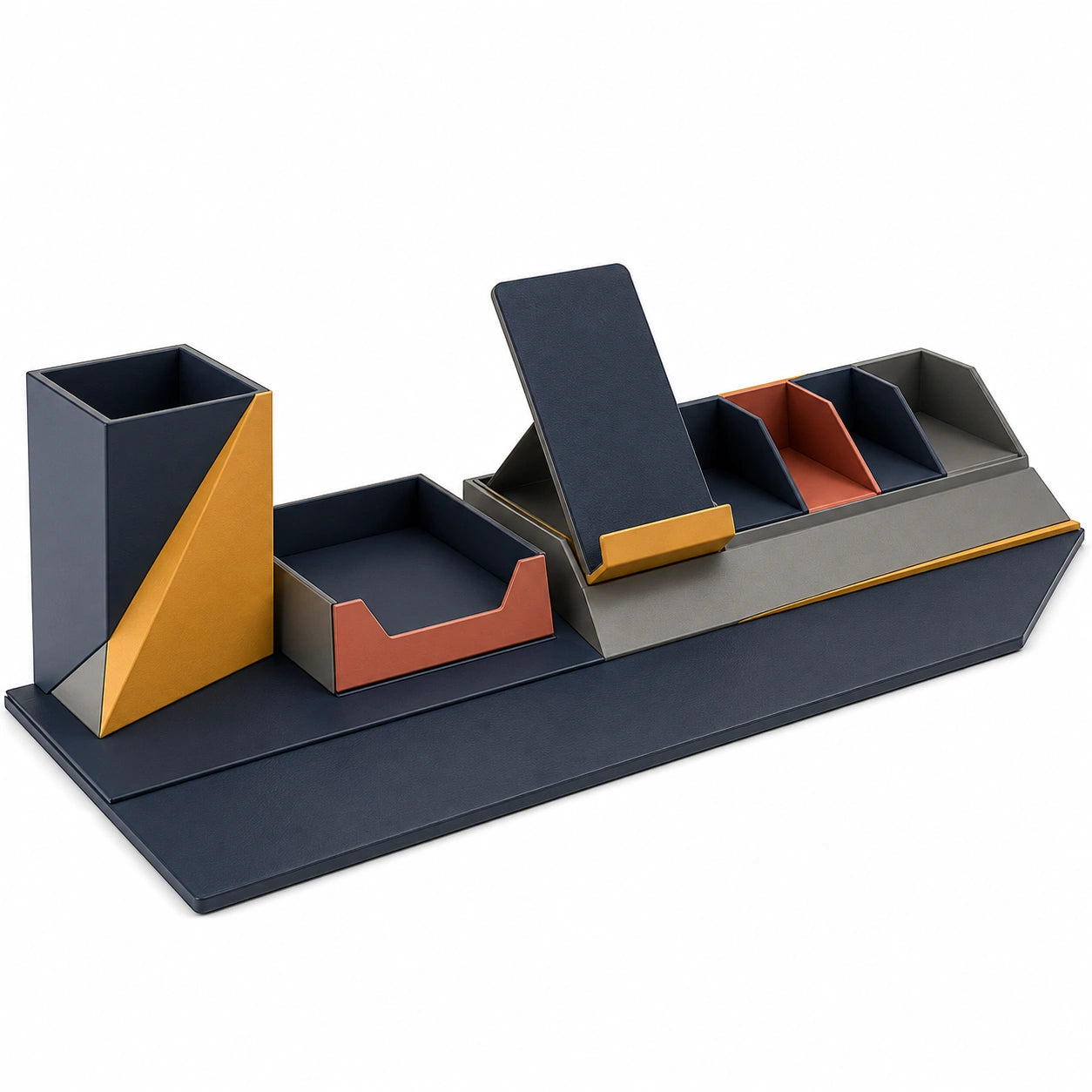 Organizador de Escritorio Multifuncional Azul/Naranja/Gris