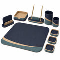 Set de Accesorios de Escritorio Azul Oscuro y Beige