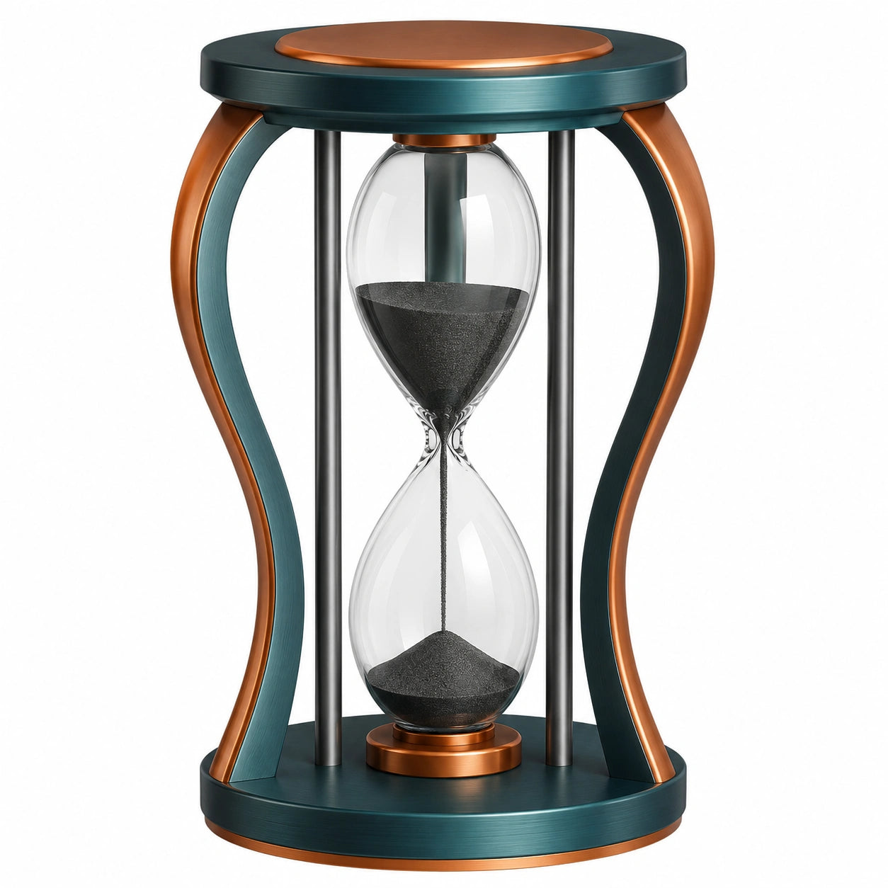 Reloj de Arena Decorativo de 30 Minutos en Negro y Cobre