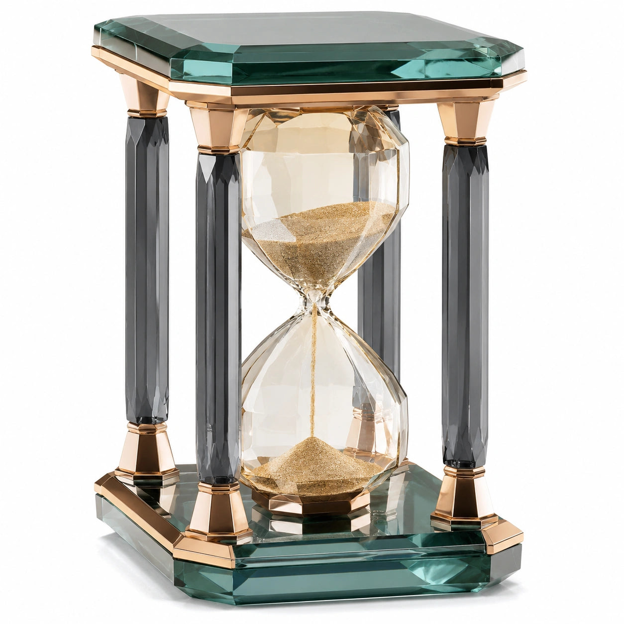 Reloj de Arena Decorativo de Cristal Verde y Ámbar 20cm