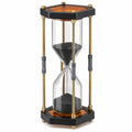 Reloj de Arena Decorativo Hexagonal Vidrio Transparente Arena Negra