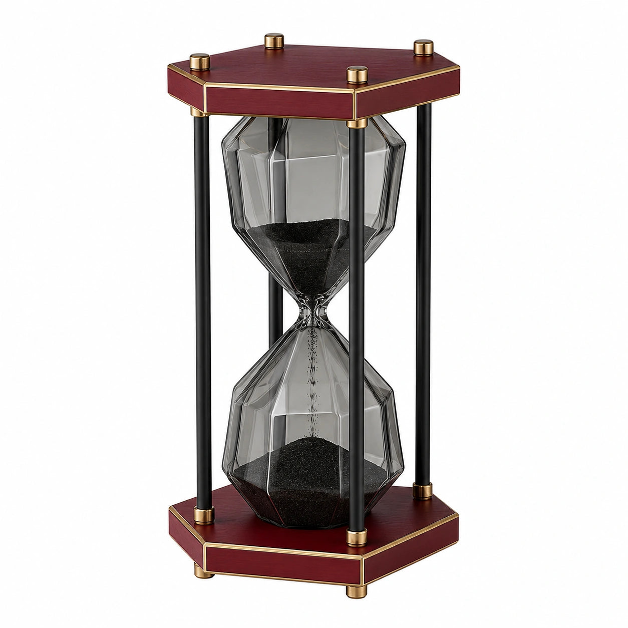 Reloj de Arena Decorativo Hexagonal Negro y Rojo