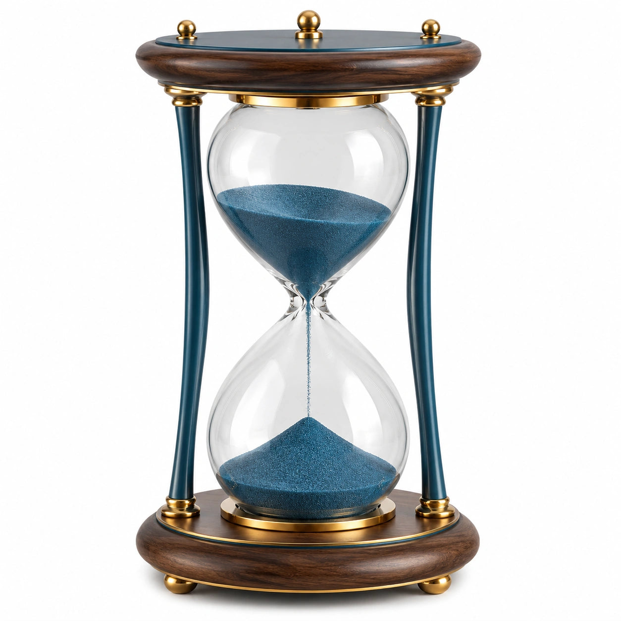 Reloj de Arena Decorativo con Arena Azul y Soporte Dorado 30 Minutos