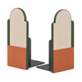 Sujetadores de libros minimalistas verde, beige y naranja