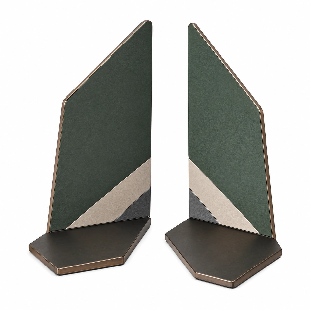 Sujetadores de Libros Geométricos Modernos Verde/Beige