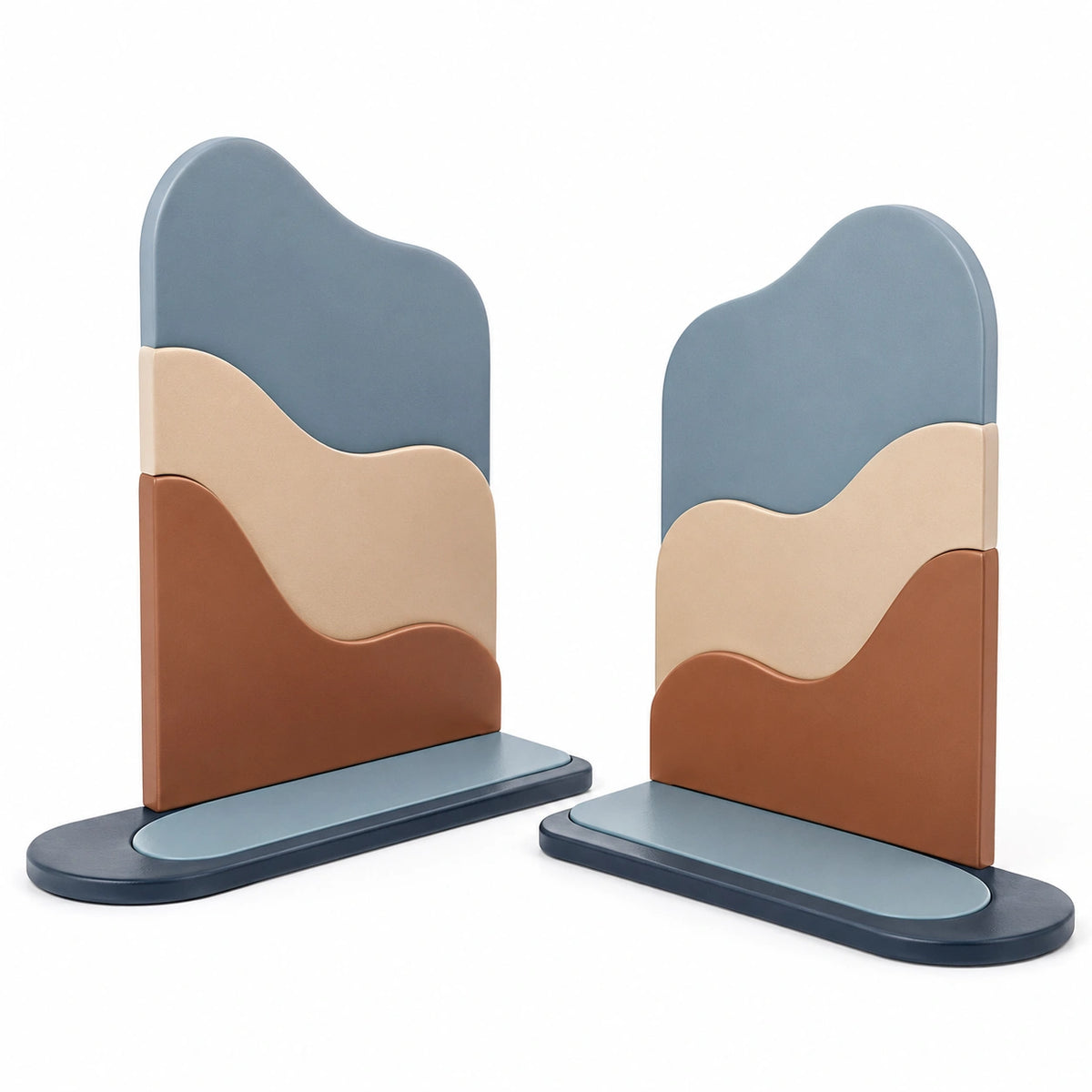 Soporte para Libros Decorativo Azul, Beige y Marrón