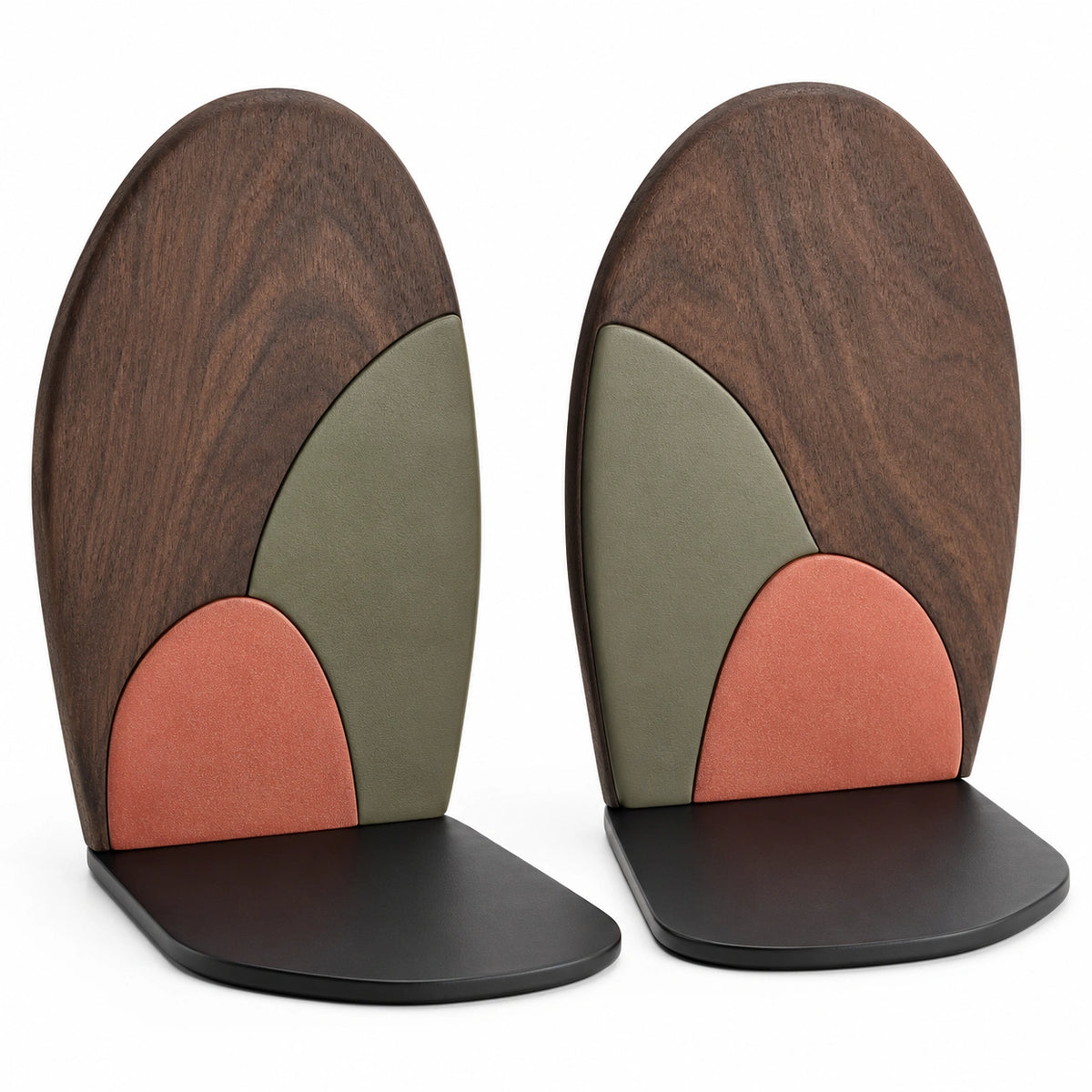 Sujetalibros Geométricos Multicolor Madera y Negro