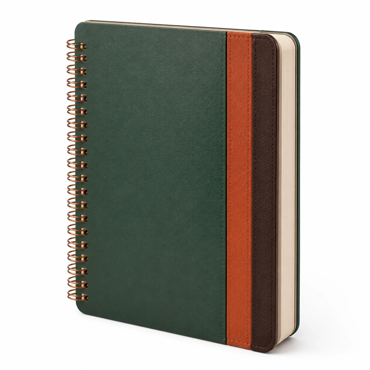 Cuaderno de Espiral Verde, Marrón y Naranja 21x14 cm