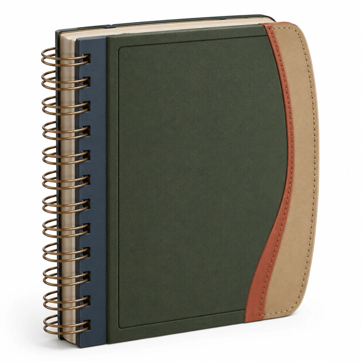 Cuaderno de Espiral Verde, Beige y Marrón con Anillas Metálicas